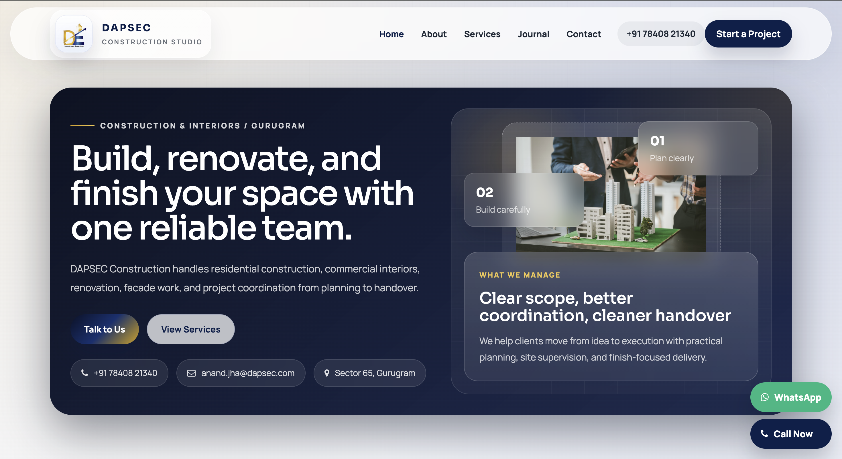 Dapsec Construction Studio Website
